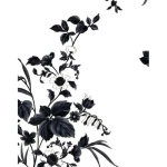 ورق حائط تصميم ورود، لون ابيض واسود، مقاس 10 م×53 سم