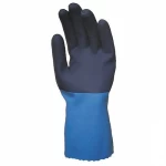 Chemical resistant glove, size L, 12 inches long, blue-black color