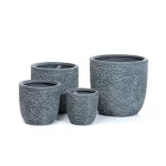 حامل ورد مصنوع من الفايبر جلاس، مقاس 26×27 سم، شكل دائري ، رمادي