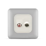 فيش تليفزيون مائل مفرد + فيش دش مائل مفرد، لون فضي فاتح، 7×7 سم | سبكترا 