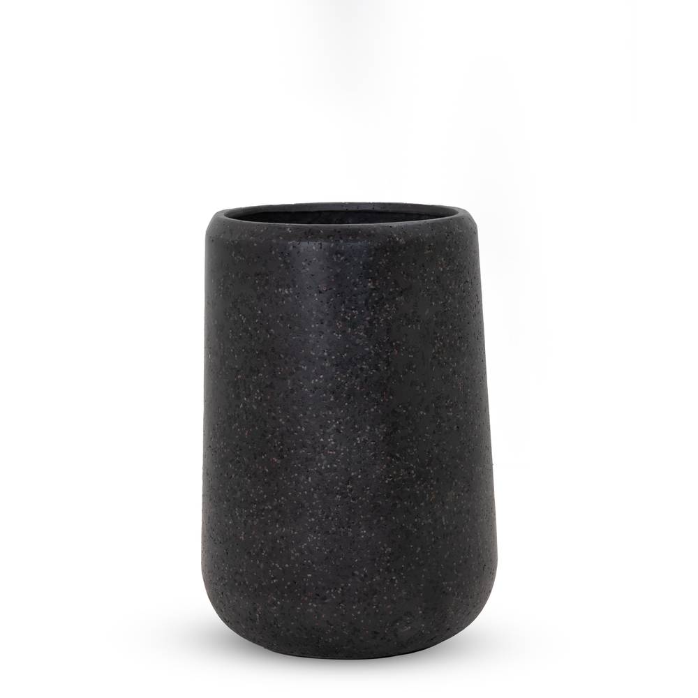 Fiberglass Planter Cylinder Shape 31cm Width 51cm Height Black Color | Verde