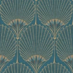 ورق جداري بلجيكي لون فيروزي تصميم كلاسيك، مقاس 10م×0.53سم