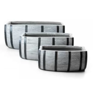 مركن نباتات زينة فايبر اسمنتى 45x31x20 سم، رمادى | حدائق السلطان