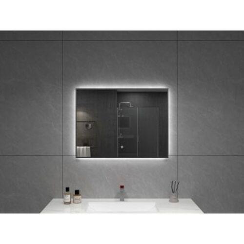 Silver Rectangular Mirror 120x60 cm with Touch LED Lighting, Silver Color | Silver