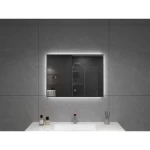 مرآة مستطيلة سيلفر مع إضاءة باللمس، مقاس 120 × 60 سم، لون فضي