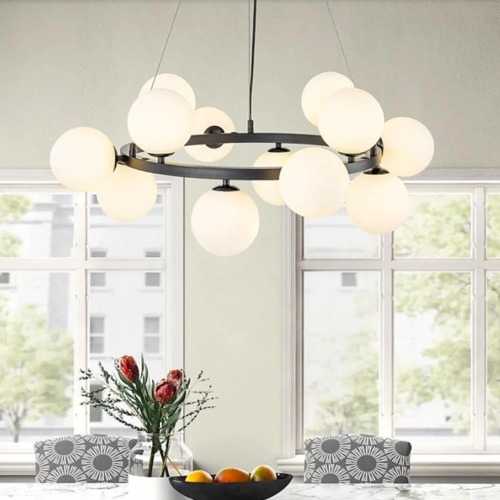 LED Chandelier 15 Lights, Black, Height 25 cm, Diameter 70 cm | Matkel Store