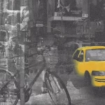 ورق جدران فينيل تصميم شبابي، مقاس 10 م×53 سم، لون اصفر و رمادي غامق