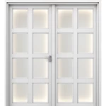 Premium Double Wooden Entrance Door, Size 220 × 235 cm, White Color, Model GPR05