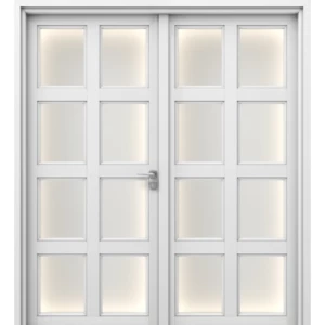 Premium Double Wooden Entrance Door 220 × 235 cm White, Model GPR05 | 