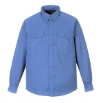 Flame Resistant Shirt with Treated Buttons, Size XXXL  Blue Color      
