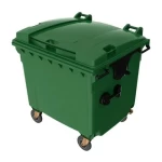 حاوية نفايات بلاستيك  لون اخضر سعة  1100 لتر  مقاس 1.37×1.07×1.33 متر