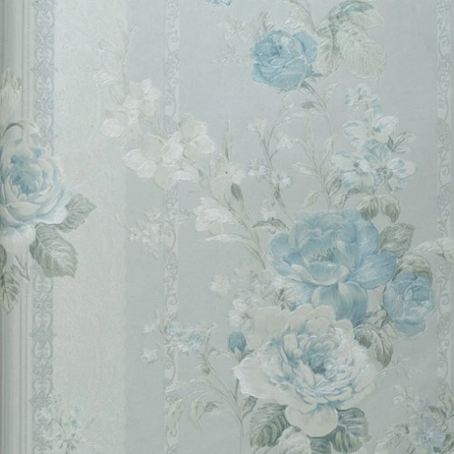 Floral Wallpaper Vinyl Wrap 15.6m x 106cm Cyan Green Grey | Luxury line