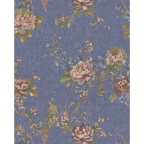 Italian Wallpaper Floral Design Blue Color, Size 10mx1.06m, Model 81729 | Balbaid Decor Company