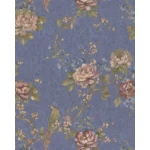 ورق حائط ايطالي، لون ازرق، تصميم ورود، مقاس 10 م×1.06م، موديل 81729