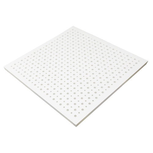 بلاط سقف جبس مطلي PVC مخرم عادي 600×1200 ملم، سمك 9.5 ملم، أبيض، تصميم قطر مزدوج | شركة جودة الصناعة المحدودة