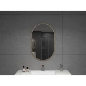 Silver Oval Wall Mirror 56x90 cm with Touch LED Lighting, Silver Color | Silver