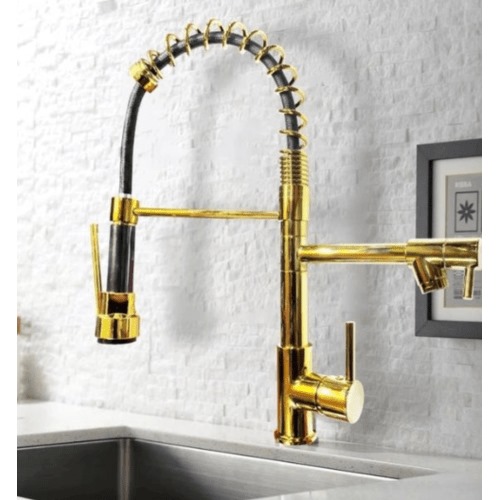 Kitchen Washbasin Mixer Two Outlets Gold | Prime Alarabia