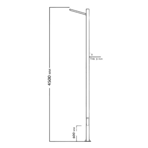 Aluminum Street Lighting Pole 4.5 M Length, 3 mm Thickness, 600 mm Base | 