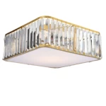 Flush Mount Crystal Pendant with New Classic Design, 40 cm Length, 40 cm Width, Gold