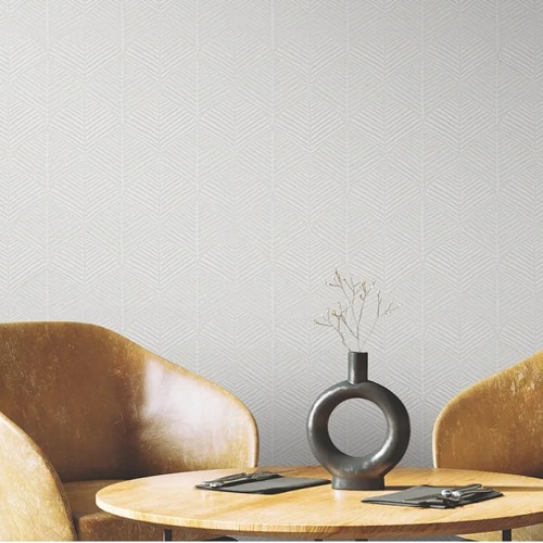 Belgian Geometric Wallpaper 820cm x 68.58cm, White, Bunsen Cobb | Abyat Company
