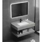 Artificial Marble Gray Color , Size 80 cm, with Shelf and LED Mirror