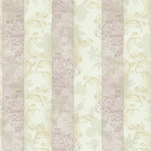 American Wallpaper Beige With Rose Color Striped Design, Size 10mx0.53m, Model TB4211 | Balbaid Decor Company