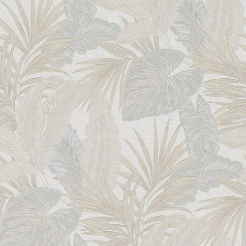 Leaf Patterned Wallpaper Pale Beige 10m x 1.06m, Model 5405 | Balbaid Decor Company