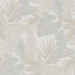 Leaf patterned wallpaper, pale beige color, length 10 m, width 1.06 m, model 5405 