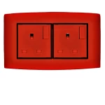 فيش كهرباء مزدوج بمفتاحين ثنائى القطب 13 أمبير  الفنار موديل أمنية المقاس  7x14 اللون احمر بحلقة سوداء