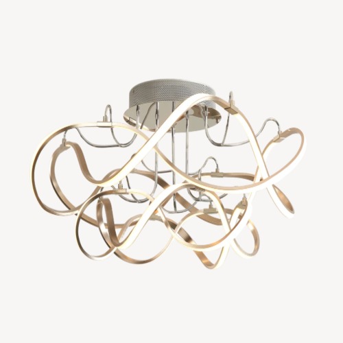 بلوتو ثريا LED مودرن تصميم فاخر، مقاس 80 × 80 × 38 سم، لون ذهبي | شركة ابيات