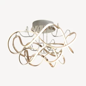 بلوتو ثريا LED مودرن تصميم فاخر، مقاس 80 × 80 × 38 سم، لون ذهبي | شركة ابيات