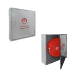 خزانة خراطيم اطفاء من الفولاذ استانلس ستيل، عرض 800ملم  × ارتفاع 800 ملم × عمق 300 ملم