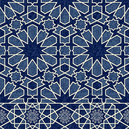Mosque Carpet 12 mm Thickness Navy Blue, Unique Islamic Ornament | Collection Hira