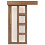 باب سحاب خشب طبيعي بتصميم فاخر، بني فاتح، مقاس 110×265 سم، رقم الموديل GPR07