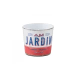  وعاء زرع سيراميك، قطر 7 سم، لون ابيض مع احمر