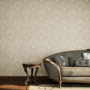 ورق جدران 10 م×50 سم لون بيج تصميم كلاسيك | GF62038