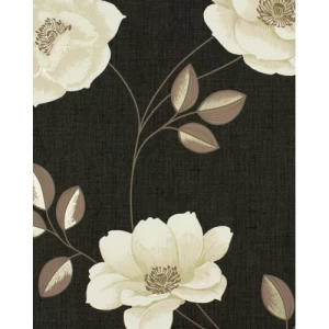 Floral Wall Covering 10m x 0.53m Black and White, Model 20302 | Balbaid Decor Company