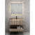 Artificial Marble WashBasin Size 80 cm, Normal Basin with LED Mirror, Wooden Color