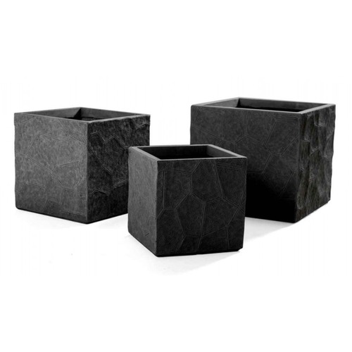 اصيص نباتات فايبر اسمنت، مقاس 23x23x23 سم، رمادى غامق | حدائق السلطان