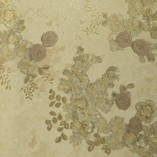 Floral Wall Decoration 15.6m x 106cm Gold Brown Beige | Luxury line