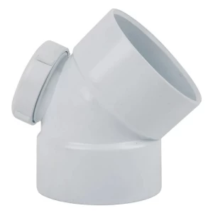 UPVC Access Elbow 45° Size 43 mm, Length 83 mm, Grey Color | Cosmoplast