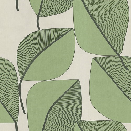 Italian Wallpaper Leaf-Patterned Design 10m x 0.53m, Green Color | Balbaid Decor Company