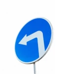 Circular Guidance Sign (Open to the left), Size 60x60 cm, Aluminum, Blue and White Color