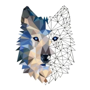 Decorative Metal Panel Wolf Shape 35x48 cm Blue and Beige | 