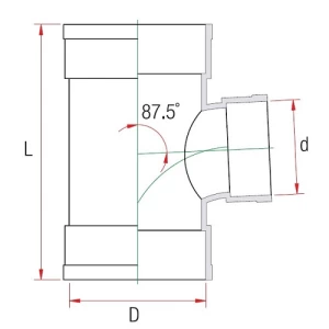 UPVC 87.5° Reducer Tee Size 75 mm, Length 143 mm, Grey Color | Cosmoplast