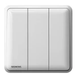 مفتاح انارة ثلاثي دركسيون 10 امبير، ابيض، 86×86 مم، 250 فولت، ماركة سيمنز (دلتا سيتا)