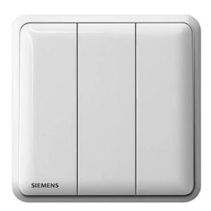 10A 3 Gang 2 Way Light Switch 86x86mm White, 250V | Siemens (Delta Seata)