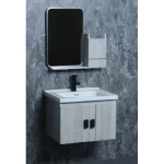 Ceramic Decorative washbasin With Wooden Cabinet and Mirror With Pharmacy Light Gray Color Size 80 cm 