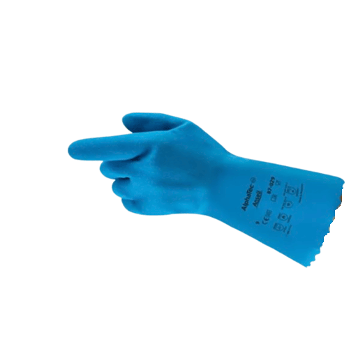 قفازات مطاطية مقاومة للمواد الكيميائية، طول 300 مم، اللون أزرق، مقاس 10XLarge | رضا للسلامة