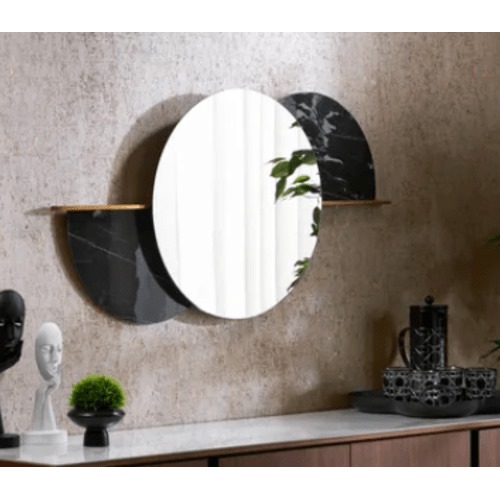 Decorative Mirrors 56x110x5 cm Gold and Black, Island Design | Abyat Company